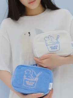 gelato pique/ワンポイント刺繍パイルポーチ/ポーチ