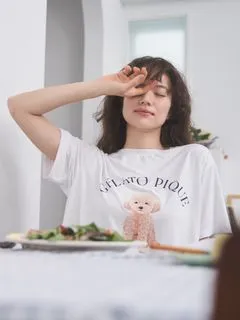 gelato pique/DOG柄ワンポイントTシャツ/Tシャツ/カットソー