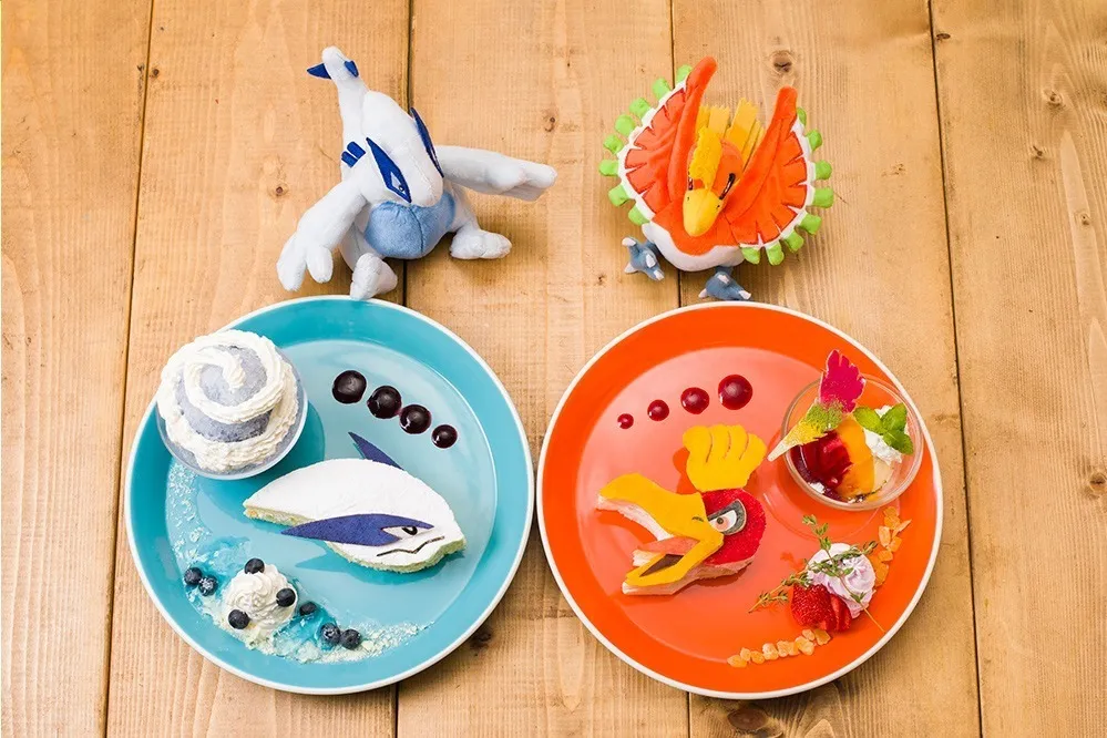 ポケモンカフェ「金・銀」伝説のポケモン“ルギア”と“ホウオウ”のデザートプレート - ファッションプレス