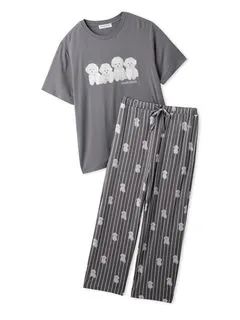 GELATO PIQUE HOMME/【接触冷感】【ONLINE限定】【HOMME】ビションフリーゼ柄Tシャツ&ロングパンツセット/セットアップ