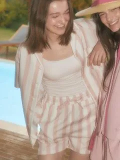 gelato pique/サマーストライプシャツ＆ショートパンツセット/セットアップ